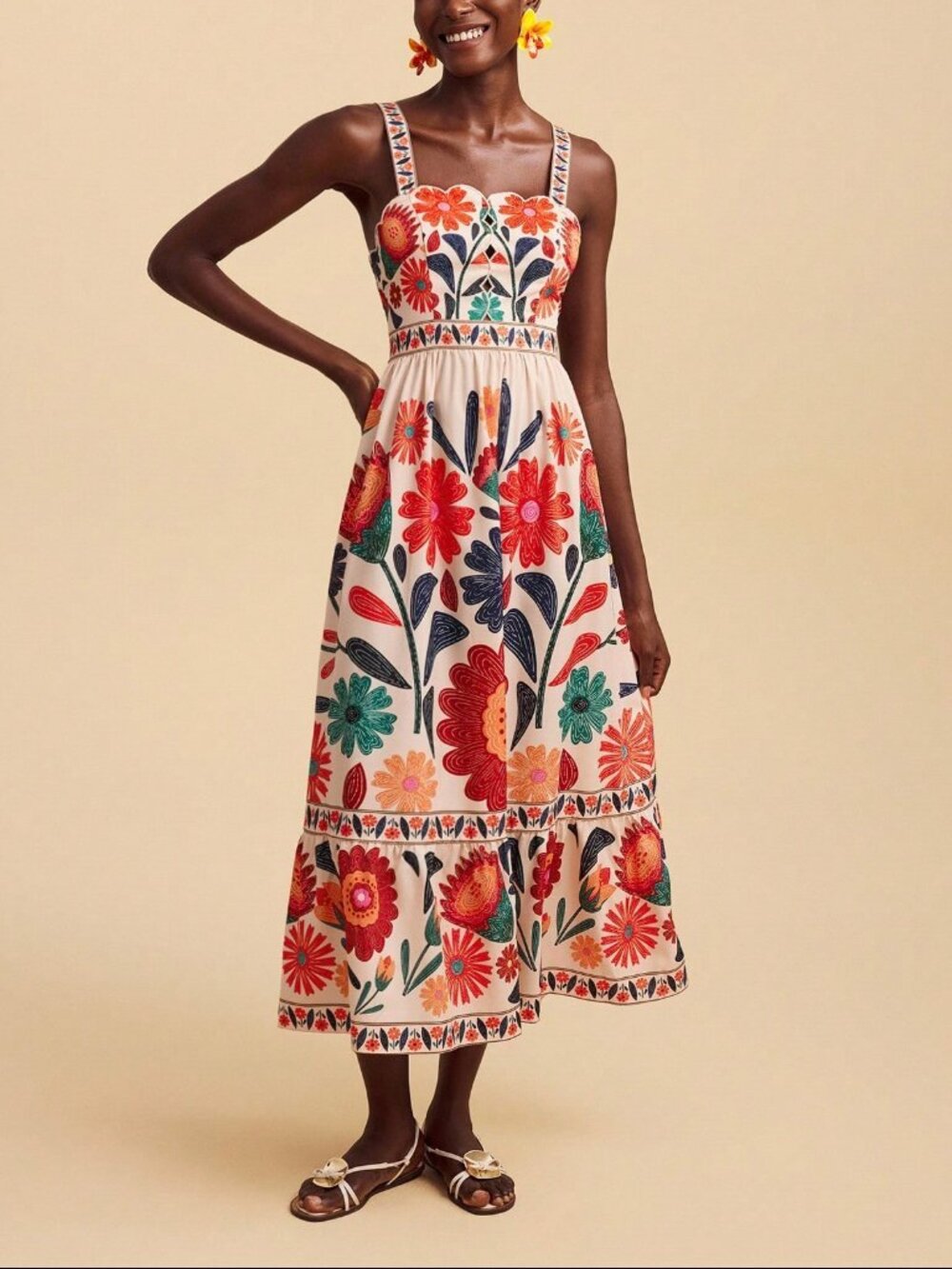 Multicolor Boho Women's Floral Print Camisole Dress - Picture 6 of 7